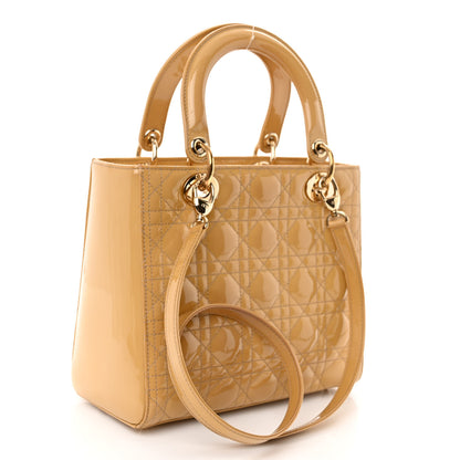 Christian Dior Patent Cannage Medium Lady Dior Dark Beige 3 of 10