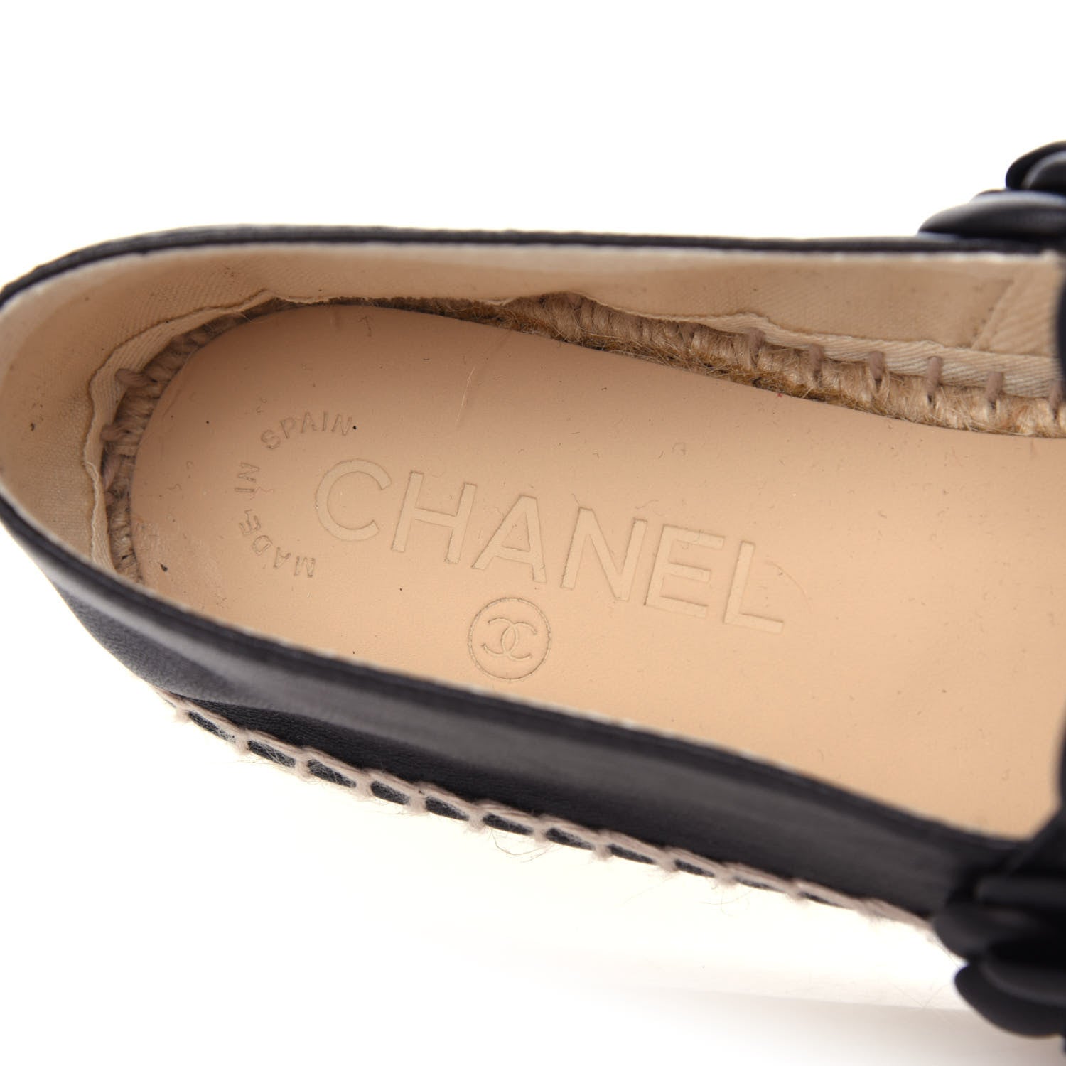 Chanel Lambskin Camellia CC Espadrilles 37 Black 6 of 9