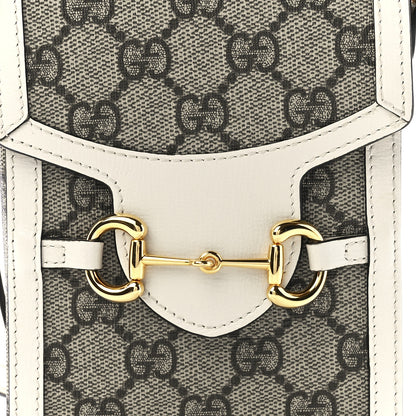 Gucci GG Supreme Monogram Azalea Calfskin Mini Horsebit 1955 Crossbody Bag Beige Ebony Mystic White 8 of 11