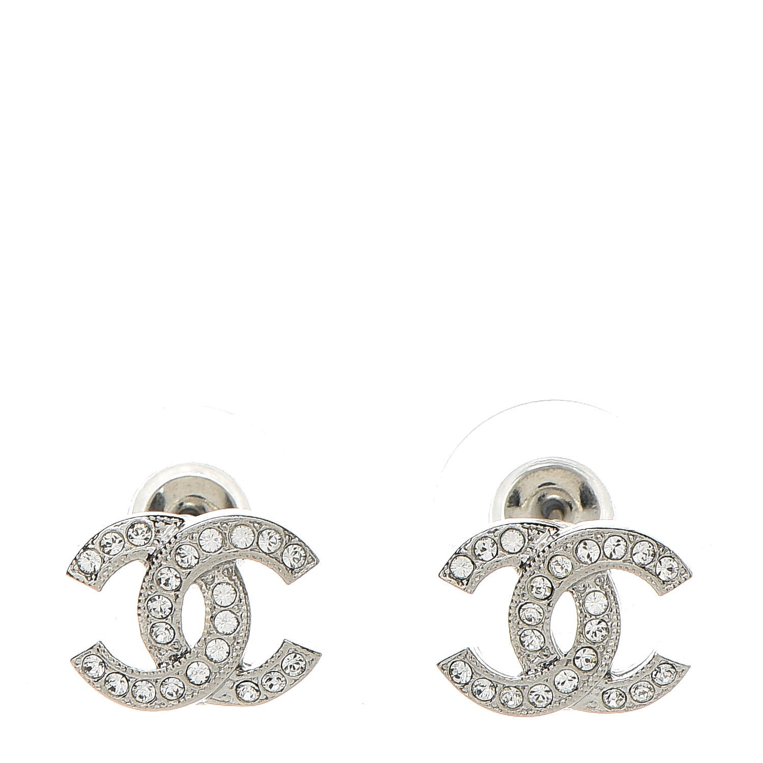 Chanel Crystal Mini Timeless CC Earrings Silver 1 of 5