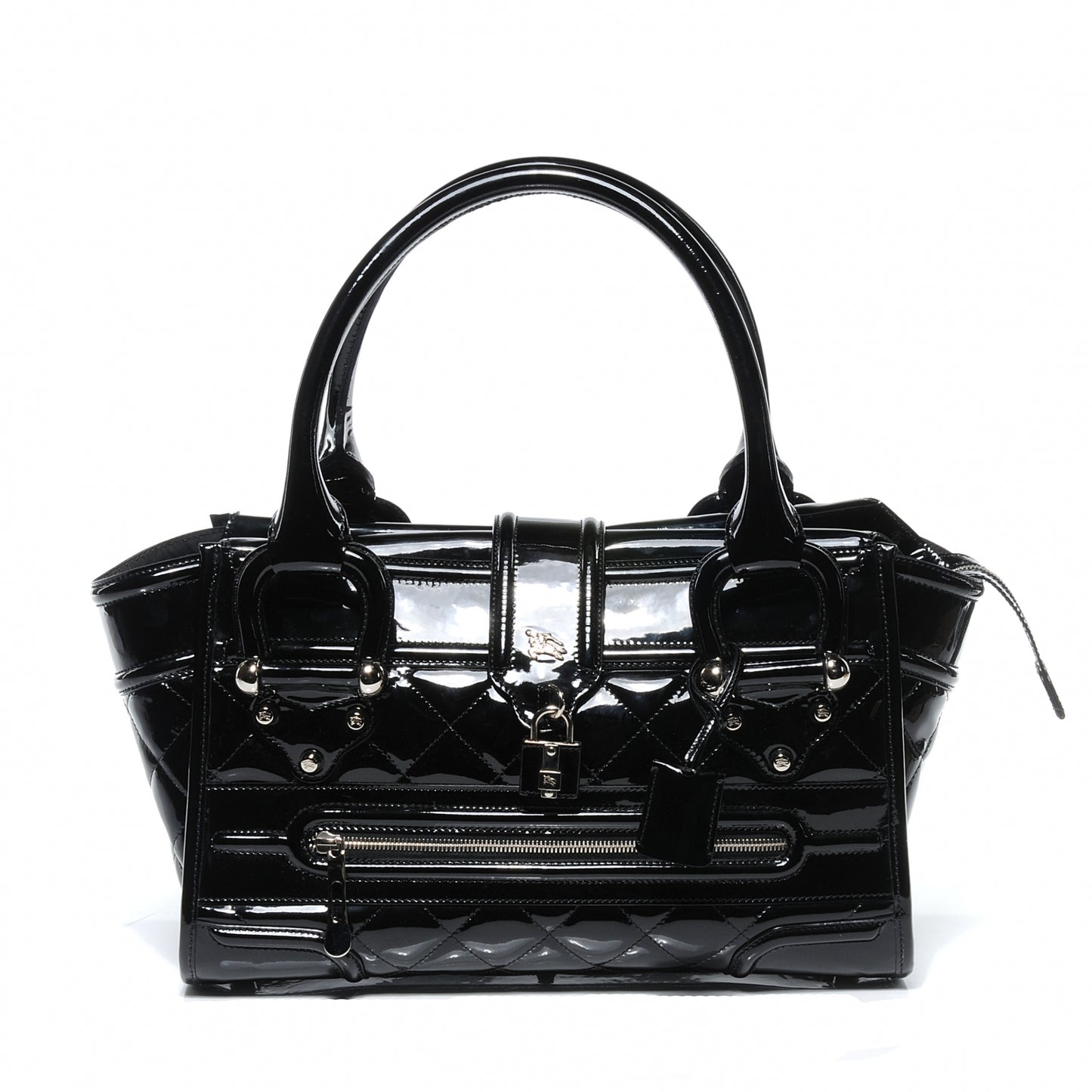 Patent Quilted Large Manor Black