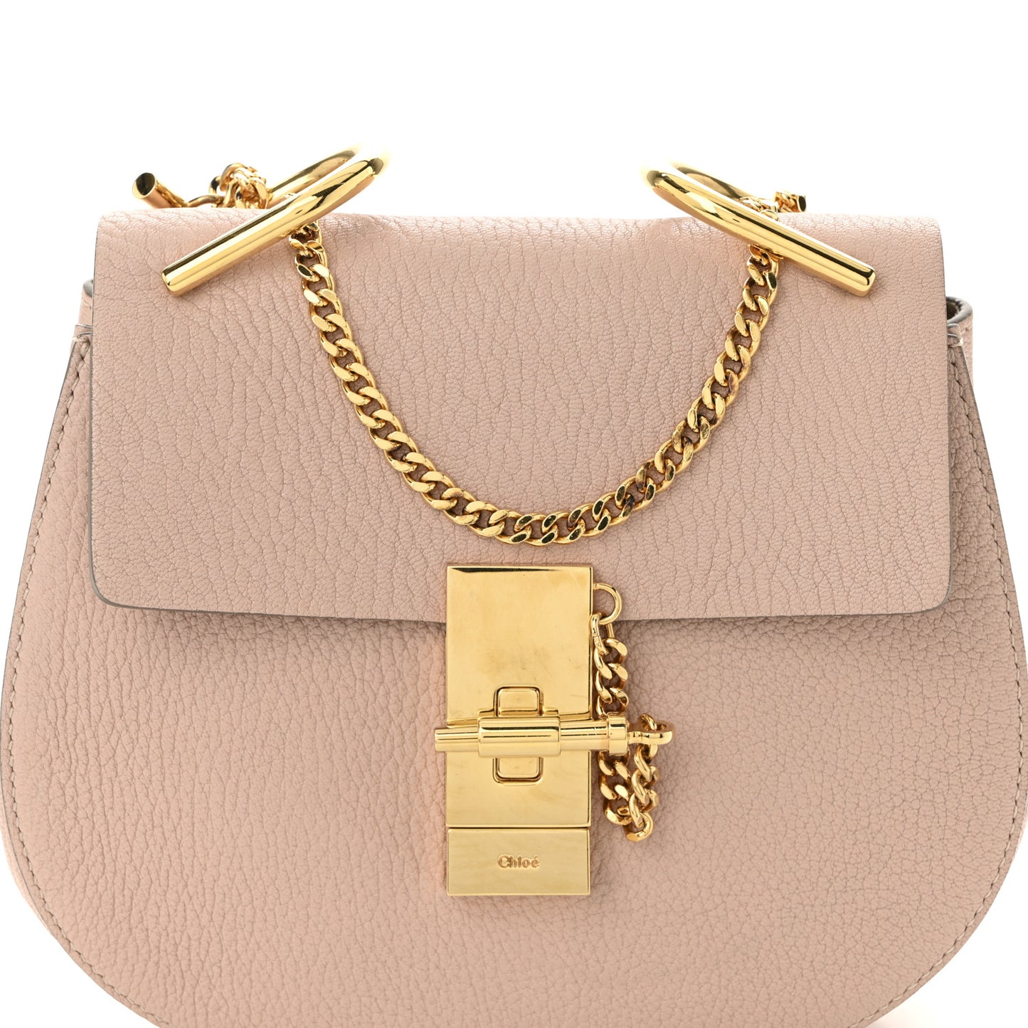Grained Lambskin Mini Drew Shoulder Bag Cement Pink