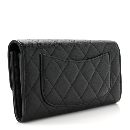 Chanel Caviar Quilted Large Gusset Flap Wallet Black 3 of 9