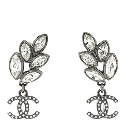 Chanel Crystal Sparkling Wheat CC Drop Earrings Silver 1 of 4