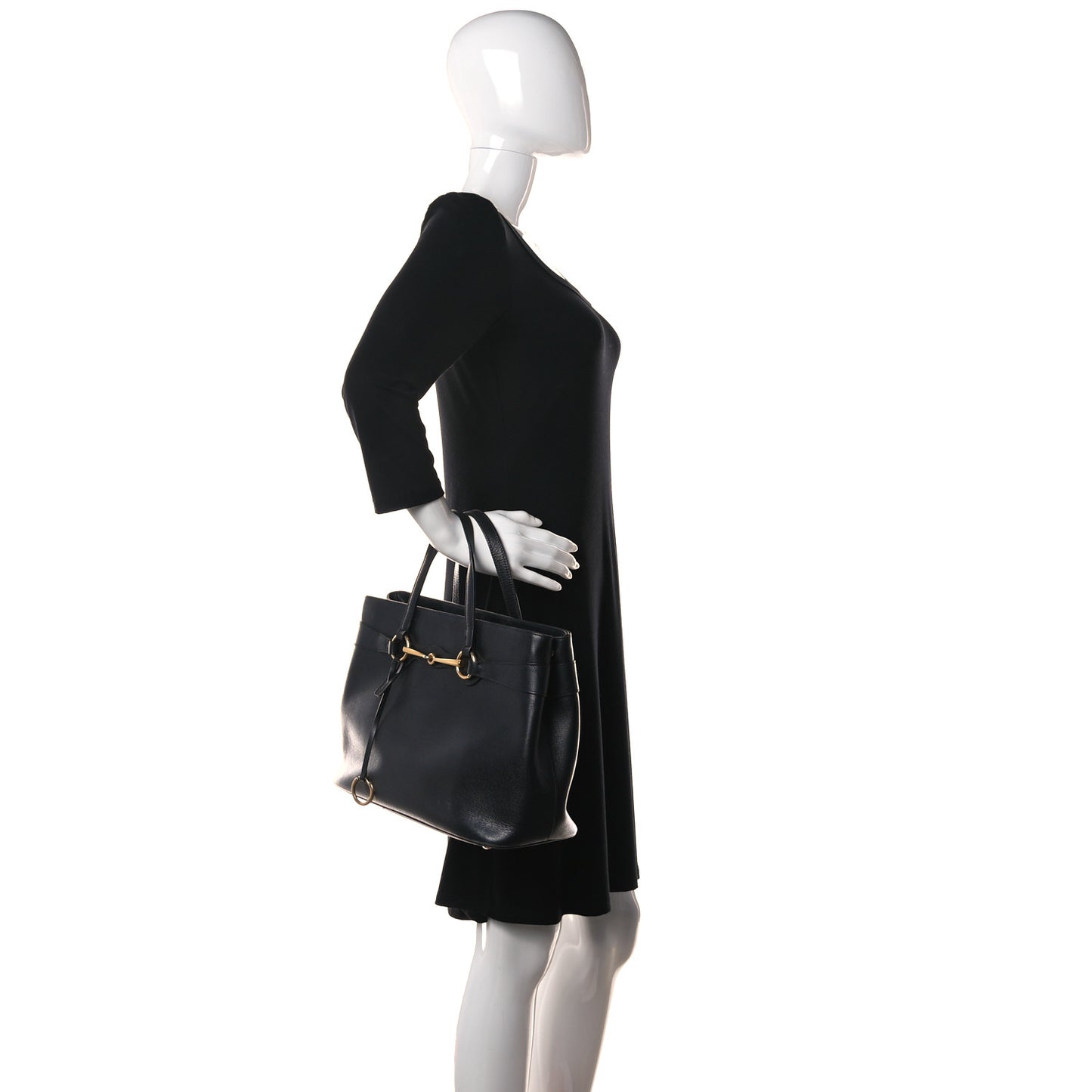 Textured Calfskin Medium Bright Bit Tote Black