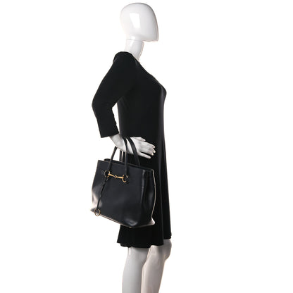 Gucci Textured Calfskin Medium Bright Bit Tote Black 2 of 15