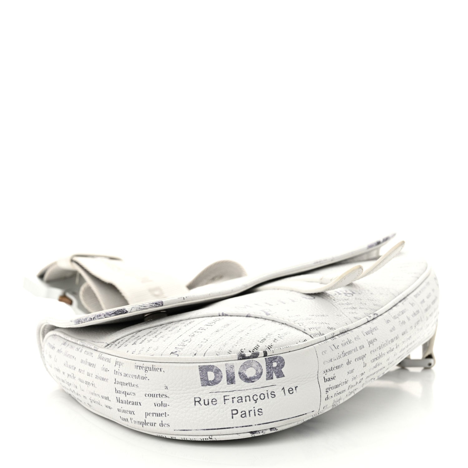 Christian Dior X DANIEL ARSHAM Grained Calfskin Newspaper Print Saddle Bag White 4 of 12