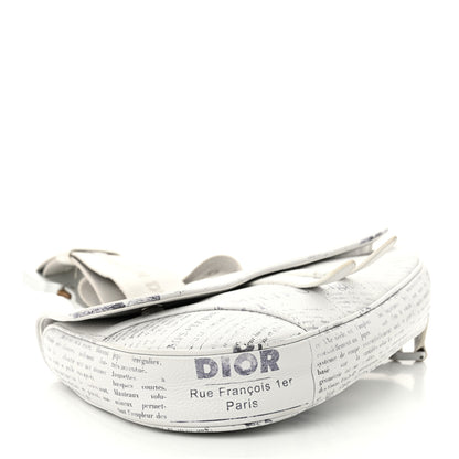 Christian Dior X DANIEL ARSHAM Grained Calfskin Newspaper Print Saddle Bag White 4 of 12