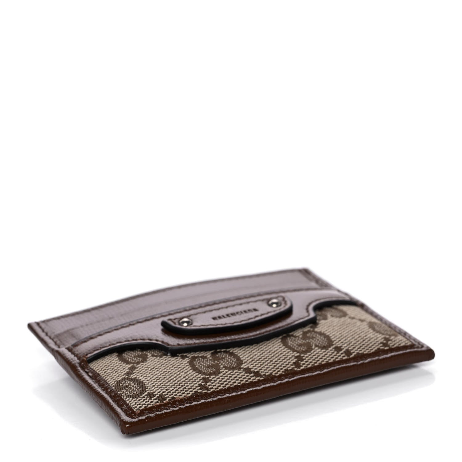 Balenciaga X GUCCI GG Monogram Azalea Calfskin Neo Classic Card Holder Beige Ebony Brown Sugar 4 of 8