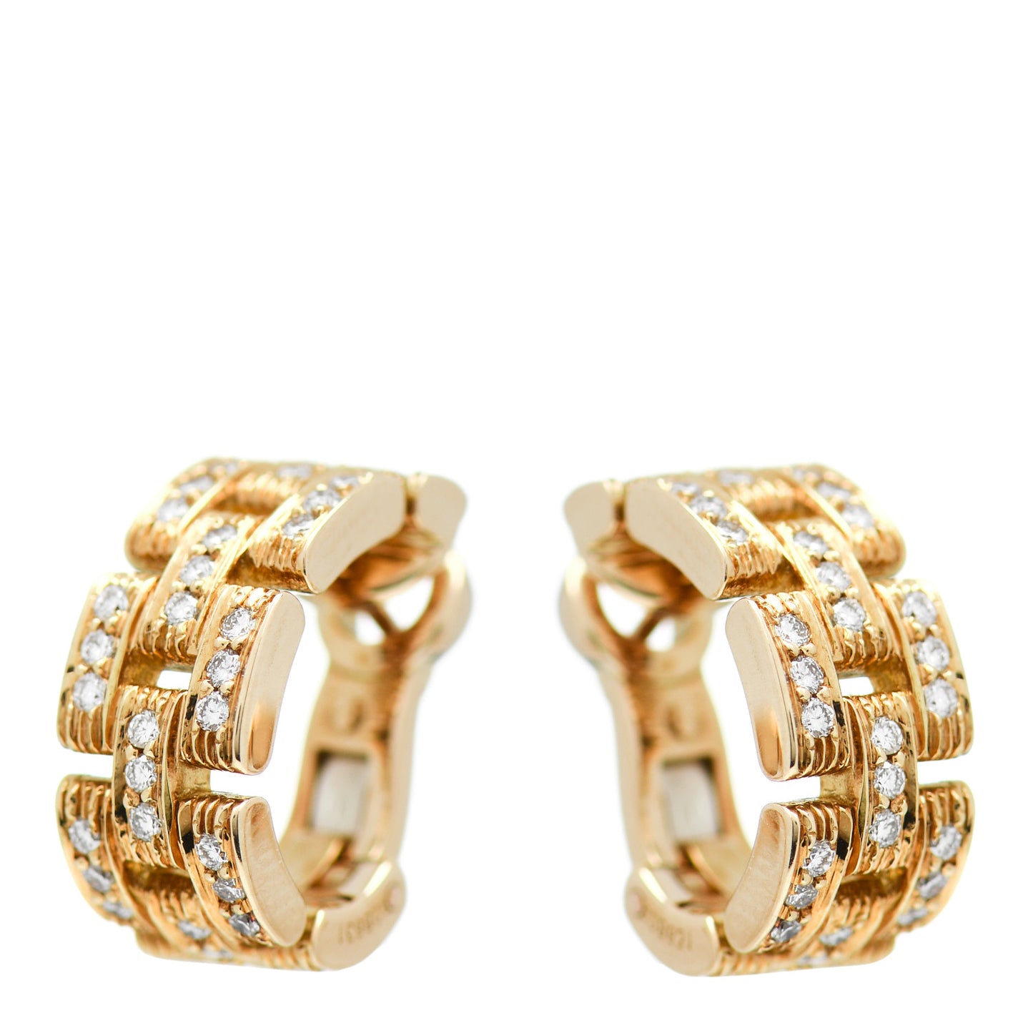 18K Yellow Gold Diamond Panthere Maillon Earrings