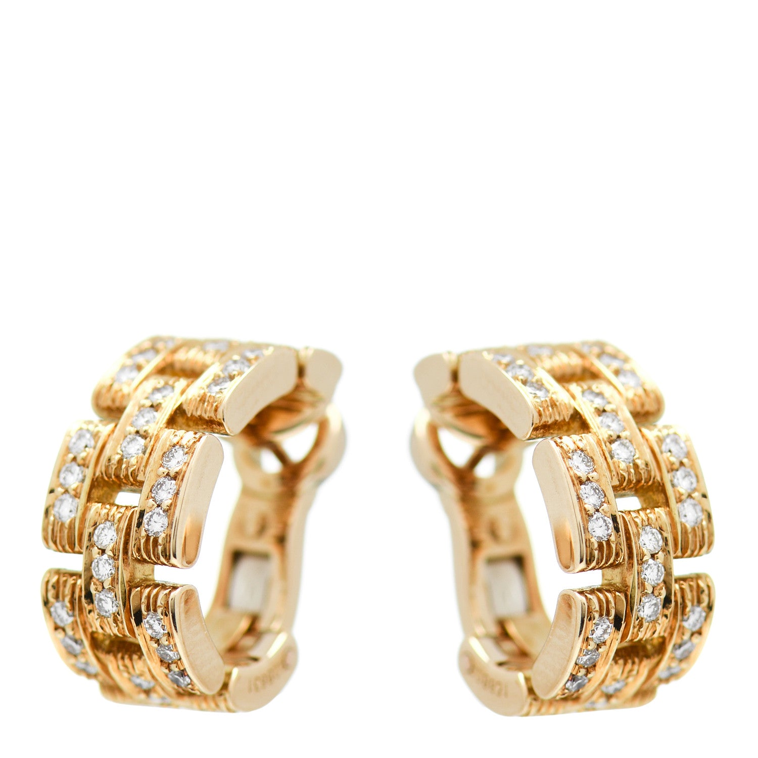 Cartier 18K Yellow Gold Diamond Panthere Maillon Earrings 1 of 5
