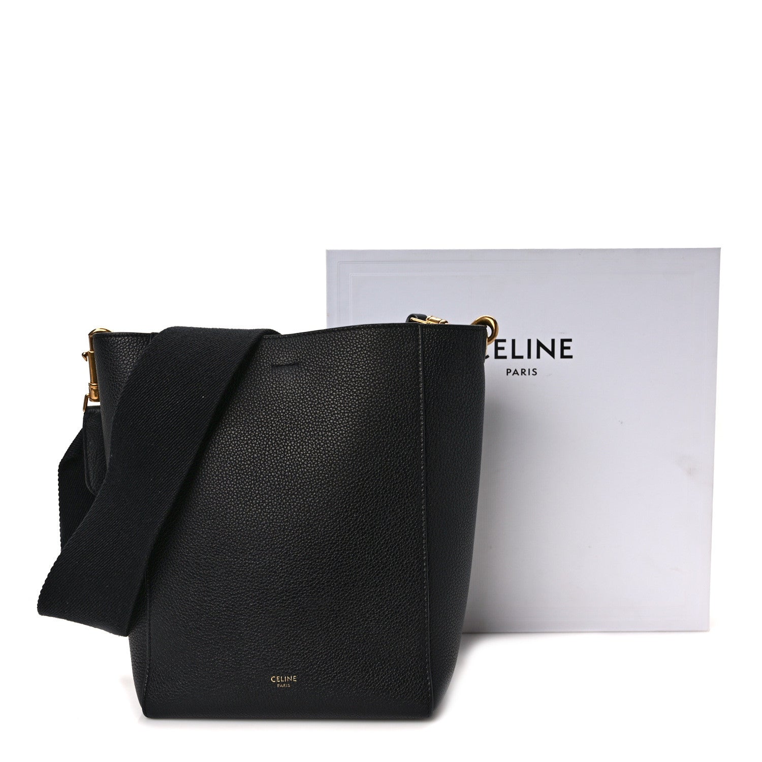 Celine Soft Grained Calfskin Small Sangle Bucket Bag Black 14 of 14