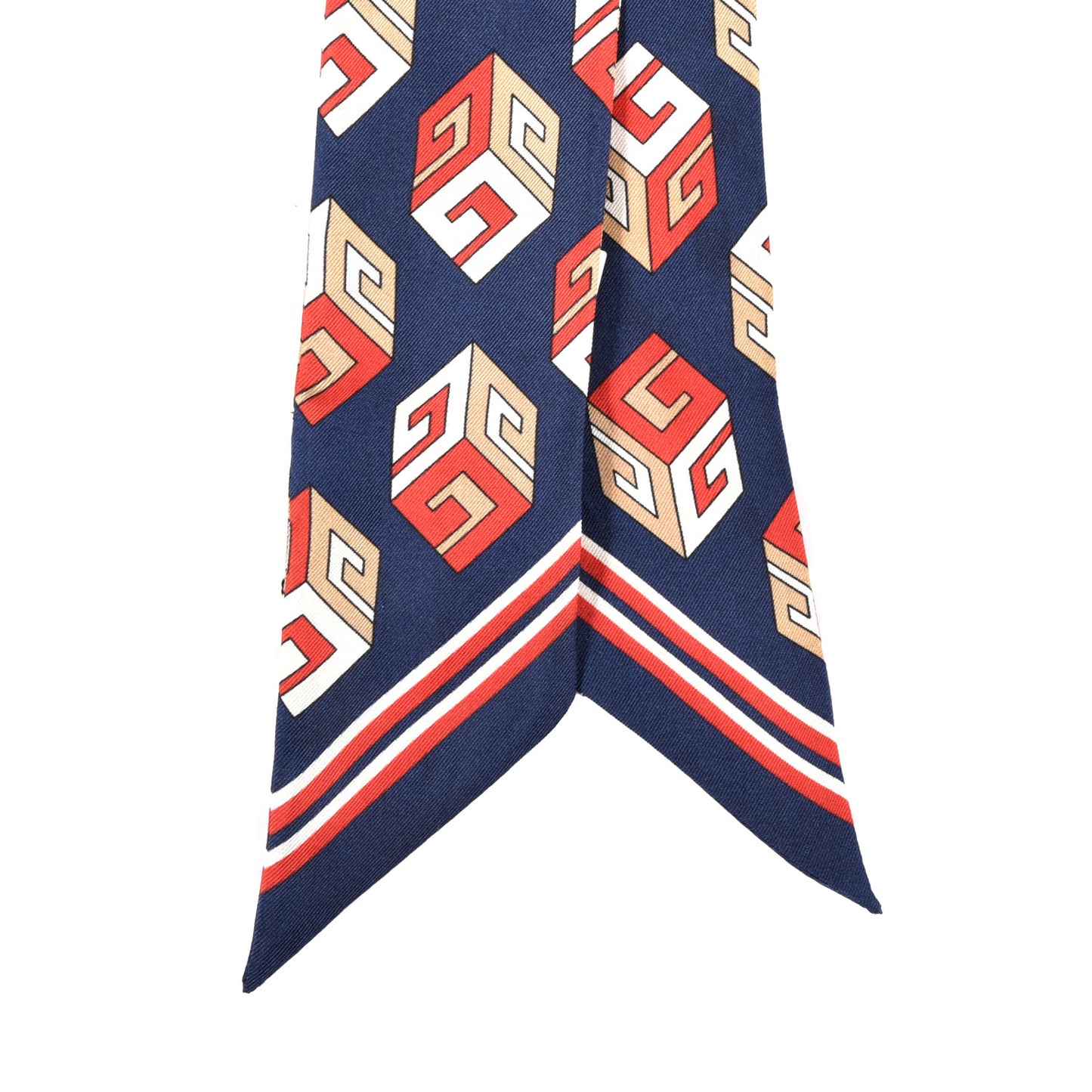 Silk Twill Cubis Neck Bow Scarf Blue