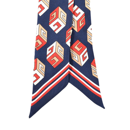 Gucci Silk Twill Cubis Neck Bow Scarf Blue 2 of 4