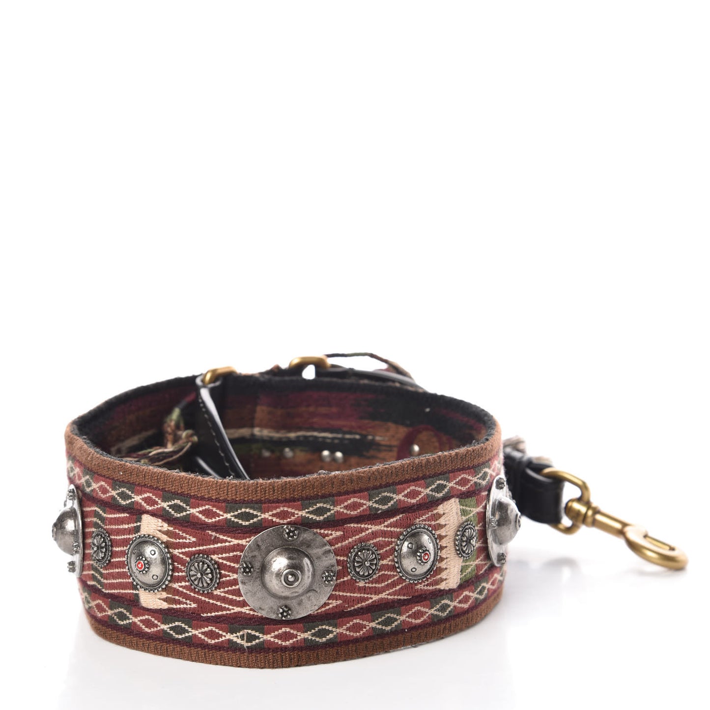 Canvas Embroidered Studded Bohemian Fringe Shoulder Strap Black Multicolor