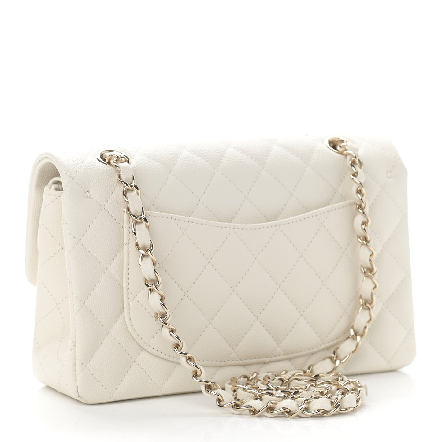Caviar Quilted Small Double Flap White