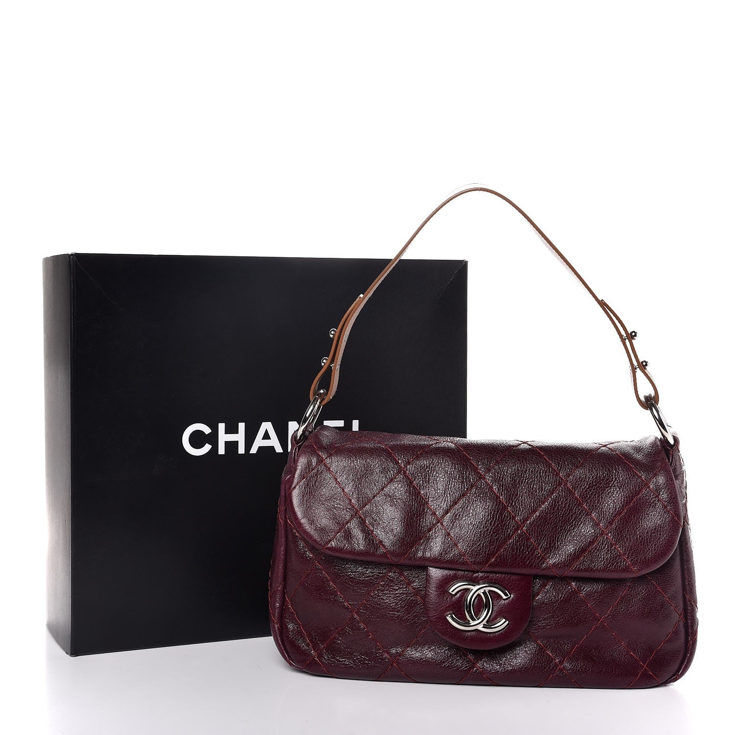 Chanel Glazed Calfskin Stitched On The Road Flap Plum 8 of 8