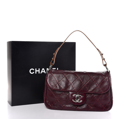 Chanel Glazed Calfskin Stitched On The Road Flap Plum 8 of 8