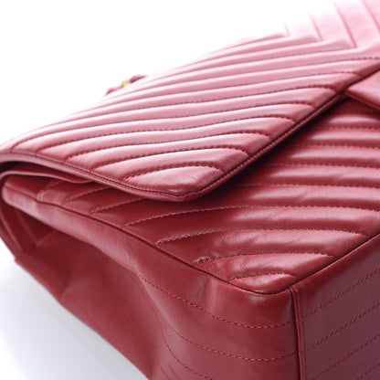 Chanel Lambskin Chevron Quilted Maxi Double Flap Red 20 of 26