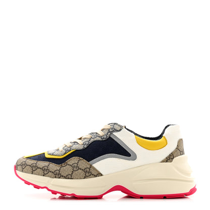 Gucci GG Supreme Monogram Mix Monogram Mens Rhyton Sneakers 9 London Blue Beige Sun Yellow 1 of 9