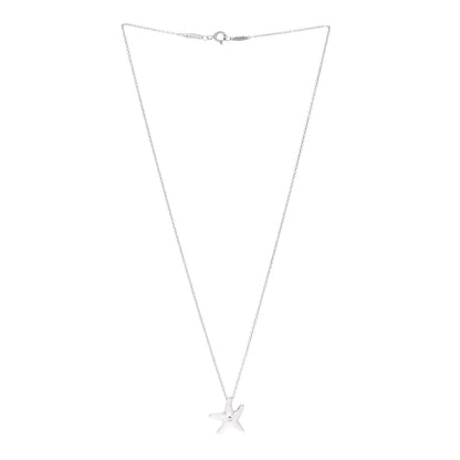 Tiffany Sterling Silver Diamond 15mm Elsa Peretti Starfish Pendant Necklace 3 of 5