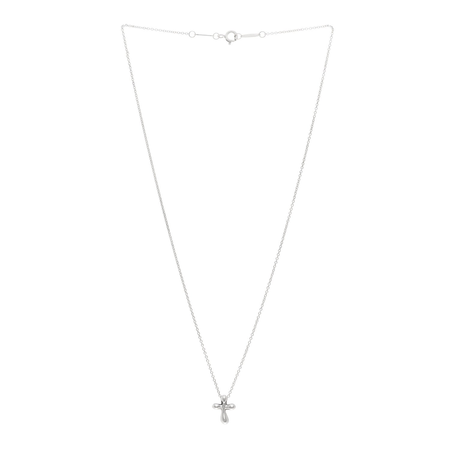 Tiffany Sterling Silver 12mm Elsa Peretti Cross Pendant Necklace 3 of 4
