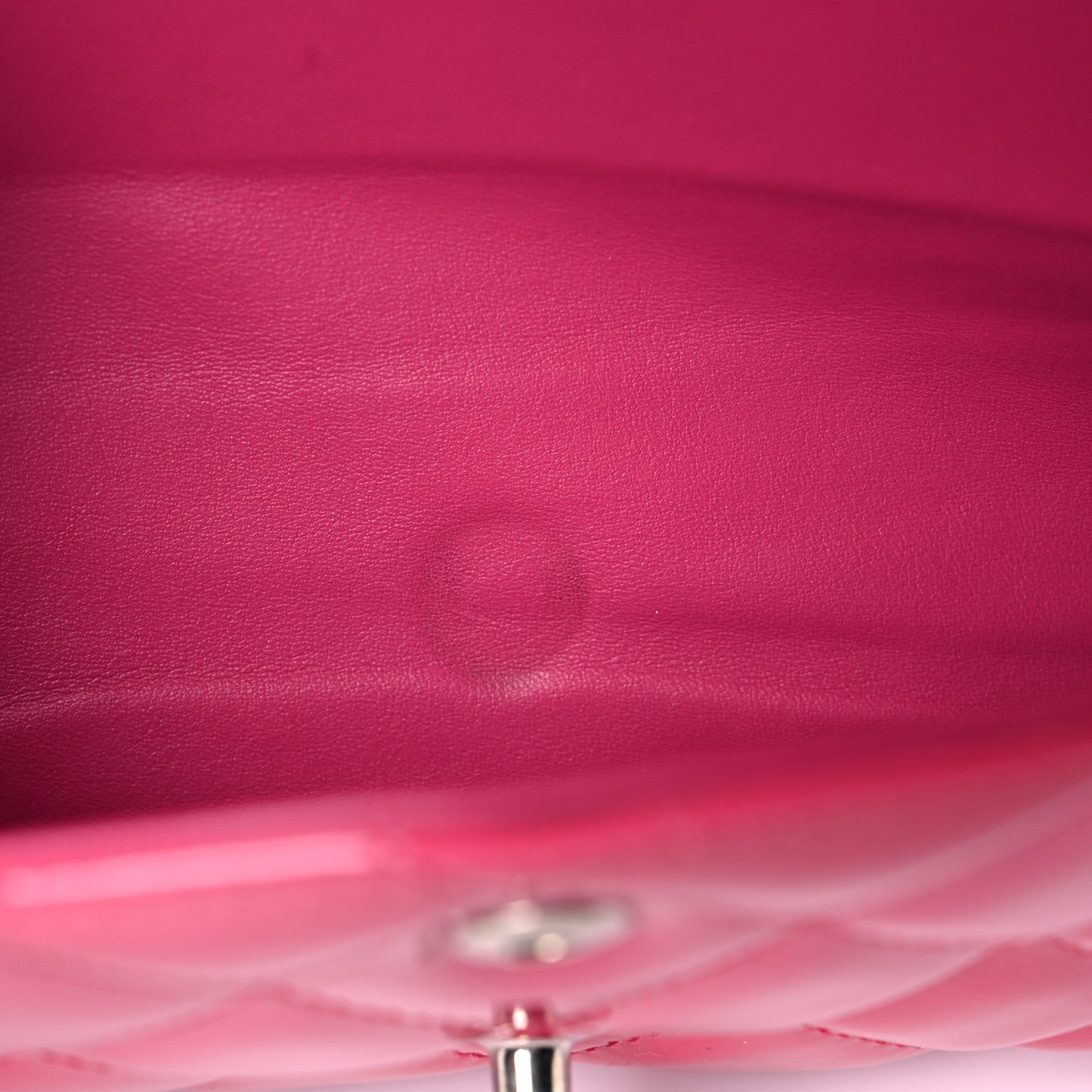 Patent Quilted Jumbo Double Flap Fuchsia