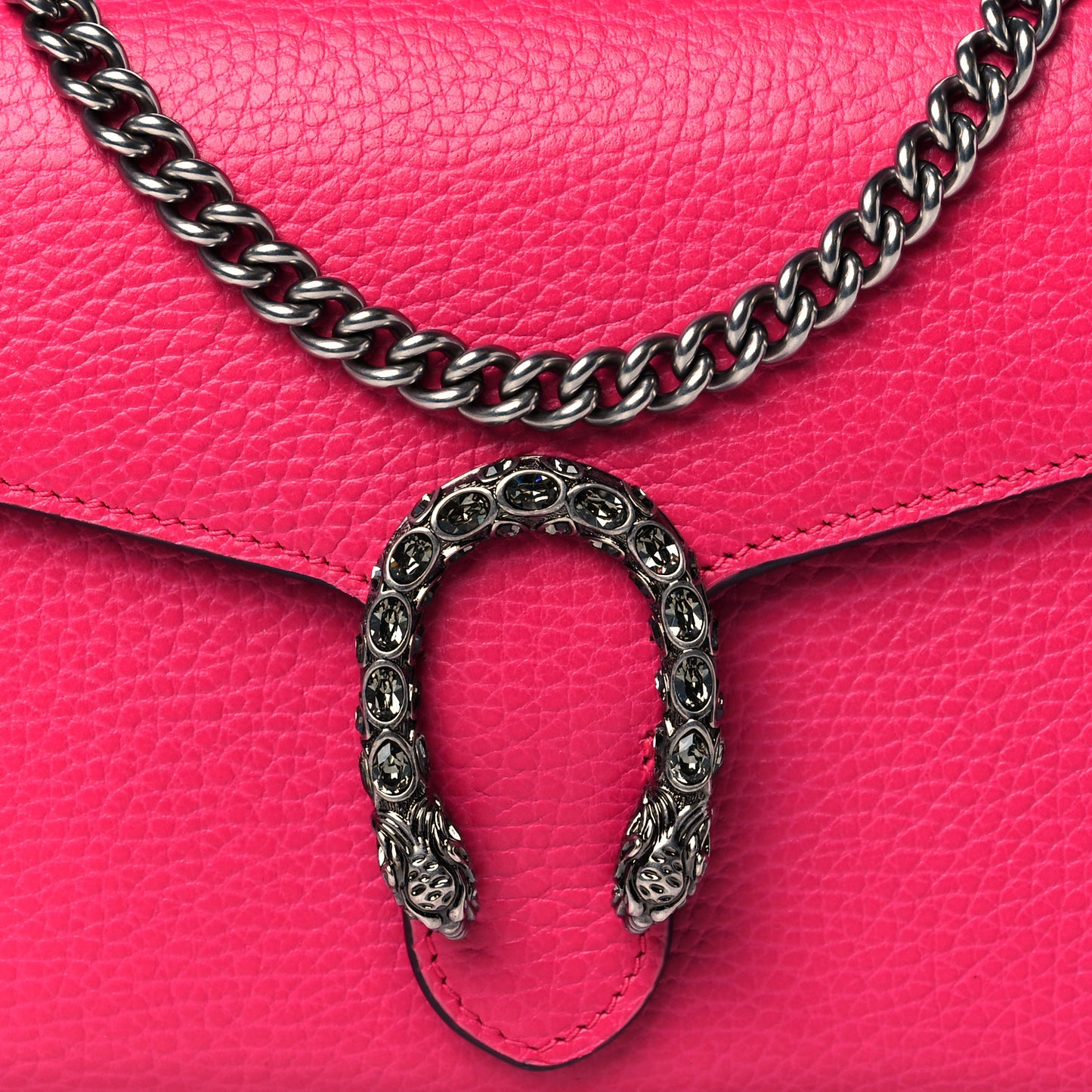 Dollar Calfskin Crystal Mini Dionysus Chain Wallet Box Pink