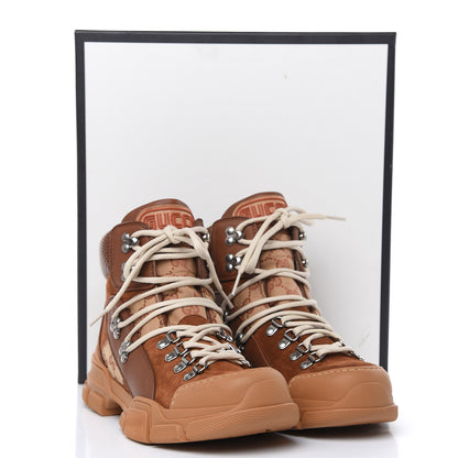 Gucci X SEGA Suede Calfskin GG Monogram Womens Flashtrek High-Top Sneakers 40 New Cuir Beige Ruggine 8 of 8