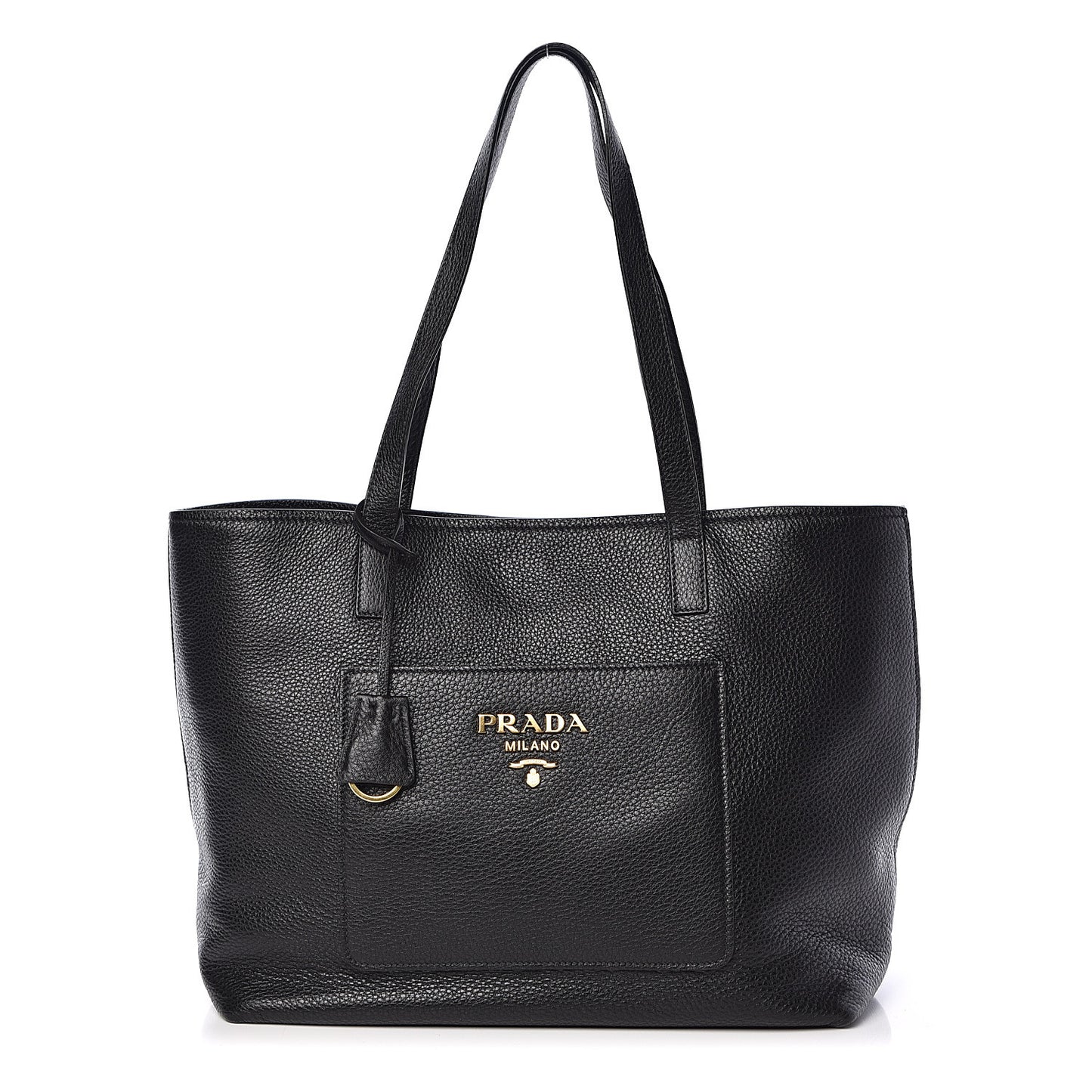 Vitello Daino Pocket Shopping Tote Black