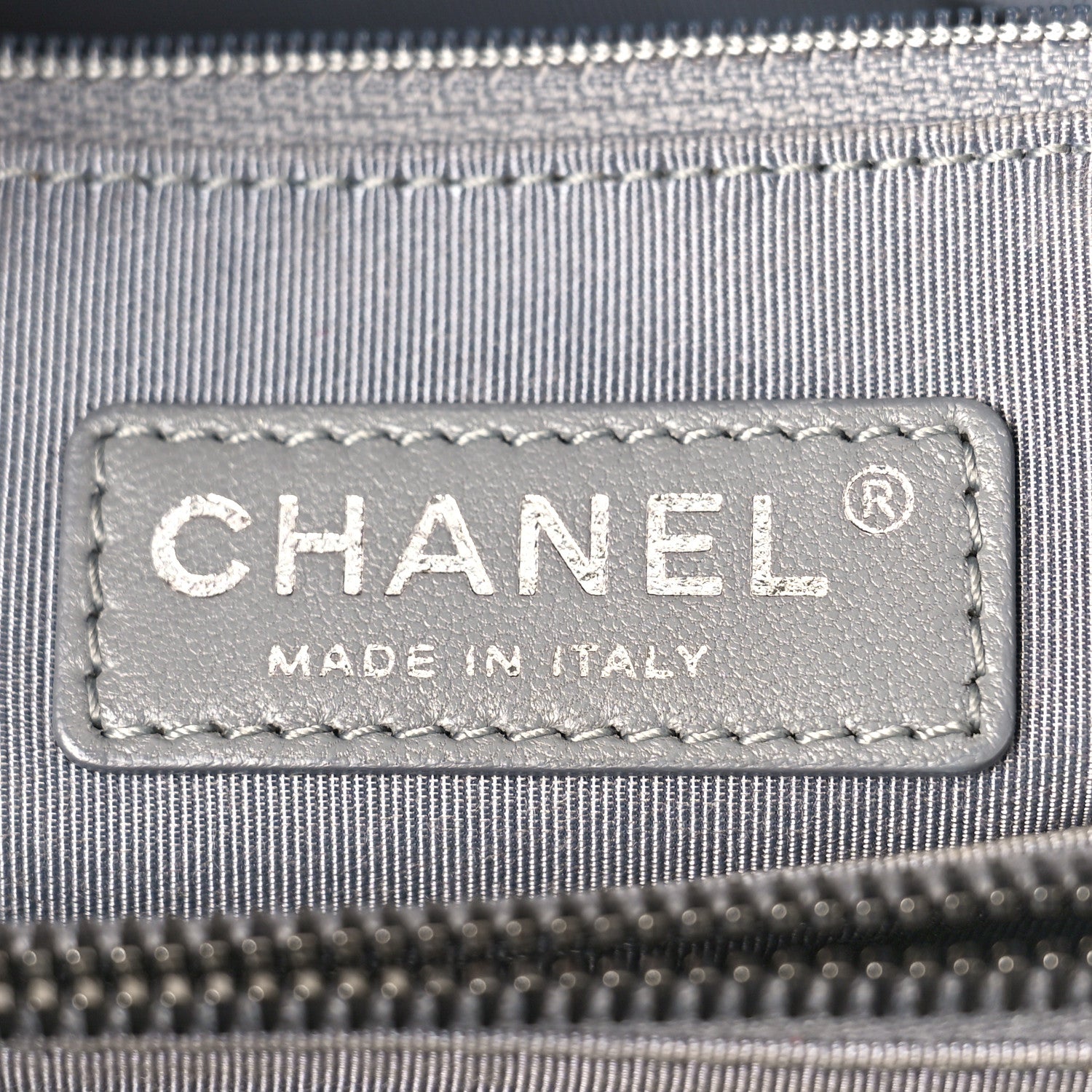 Chanel Calfskin Chevron Boy Shopping Tote Navy Blue 7 of 9