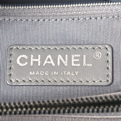 Chanel Calfskin Chevron Boy Shopping Tote Navy Blue 7 of 9