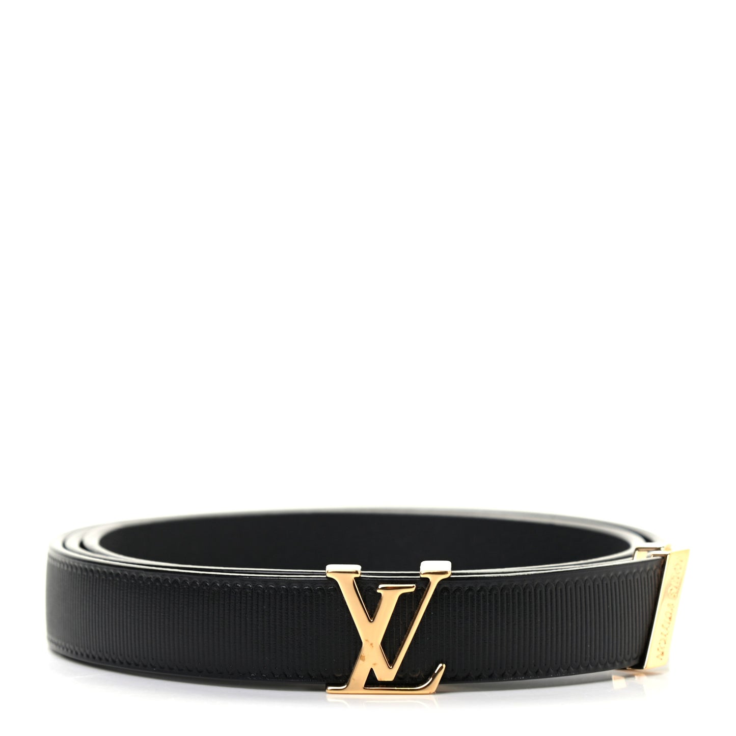 Calfskin Embossed 20MM LV Initiales Belt 80 32 Black