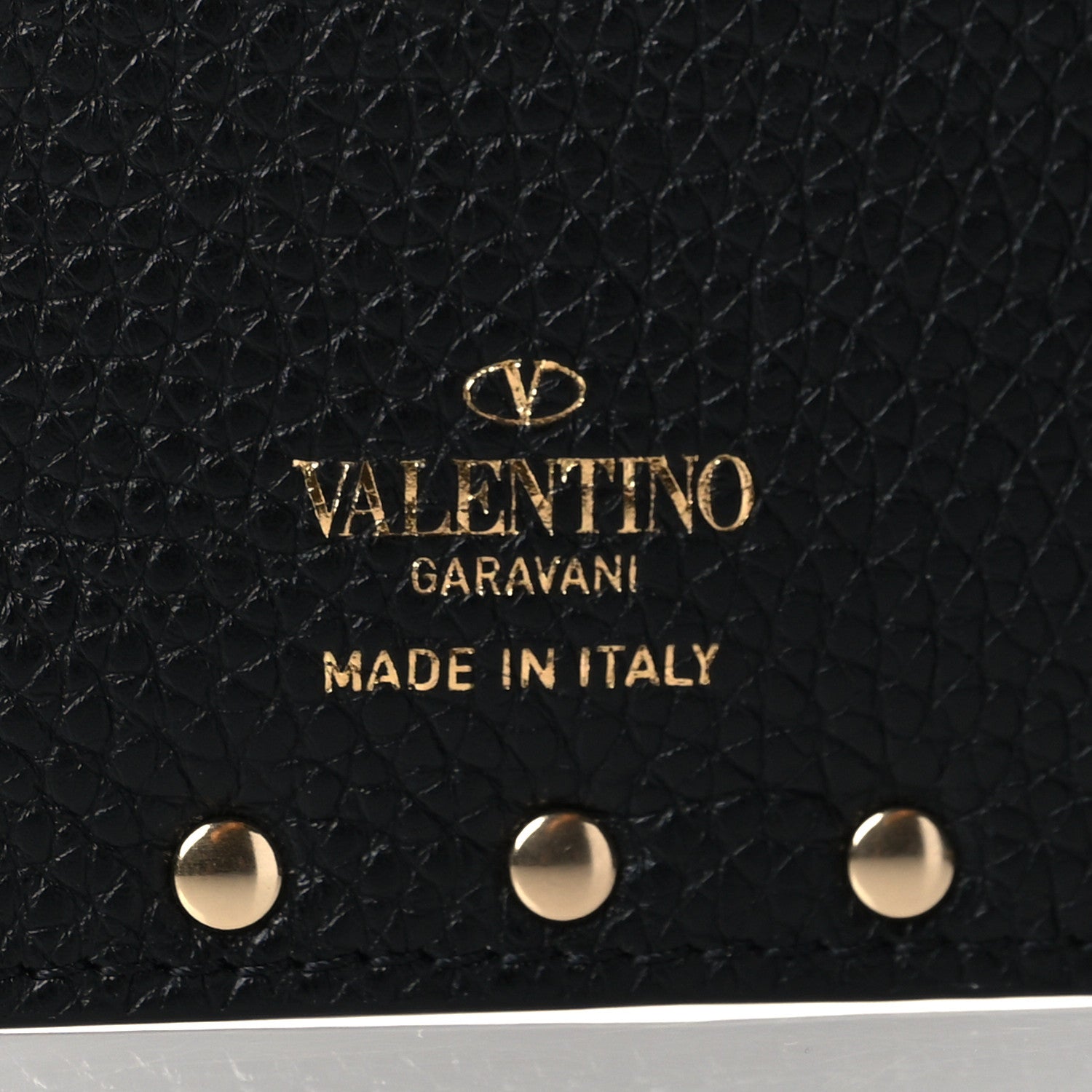 Valentino Garavani Grainy Calfskin Rockstud Coin Purse Card Holder Black 6 of 9