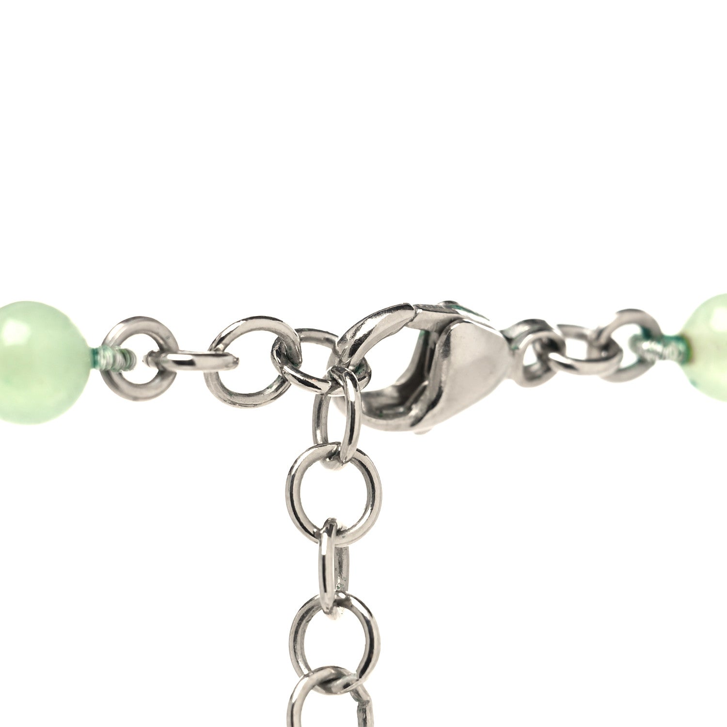 Chanel Beaded Crystal CC Long Necklace Silver 4 of 5