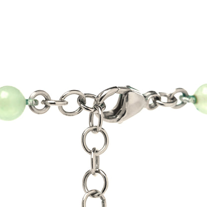 Chanel Beaded Crystal CC Long Necklace Silver 4 of 5