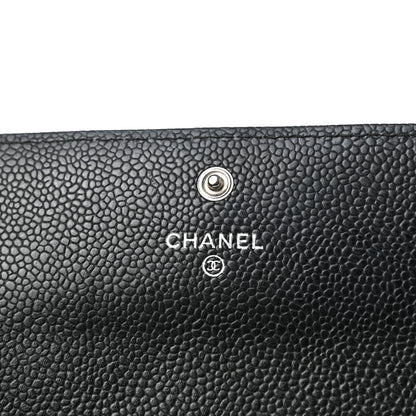 Chanel Caviar Quilted Large Gusset Flap Wallet Black 6 of 9