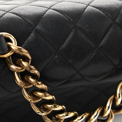 Chanel Shiny Sheepskin Quilted Large Trapezio Flap Black 14 of 16