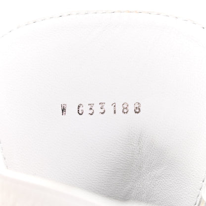 Chanel Crackled Calfskin Pearl Chain CC Combat Short Boots 37 White 8 of 10