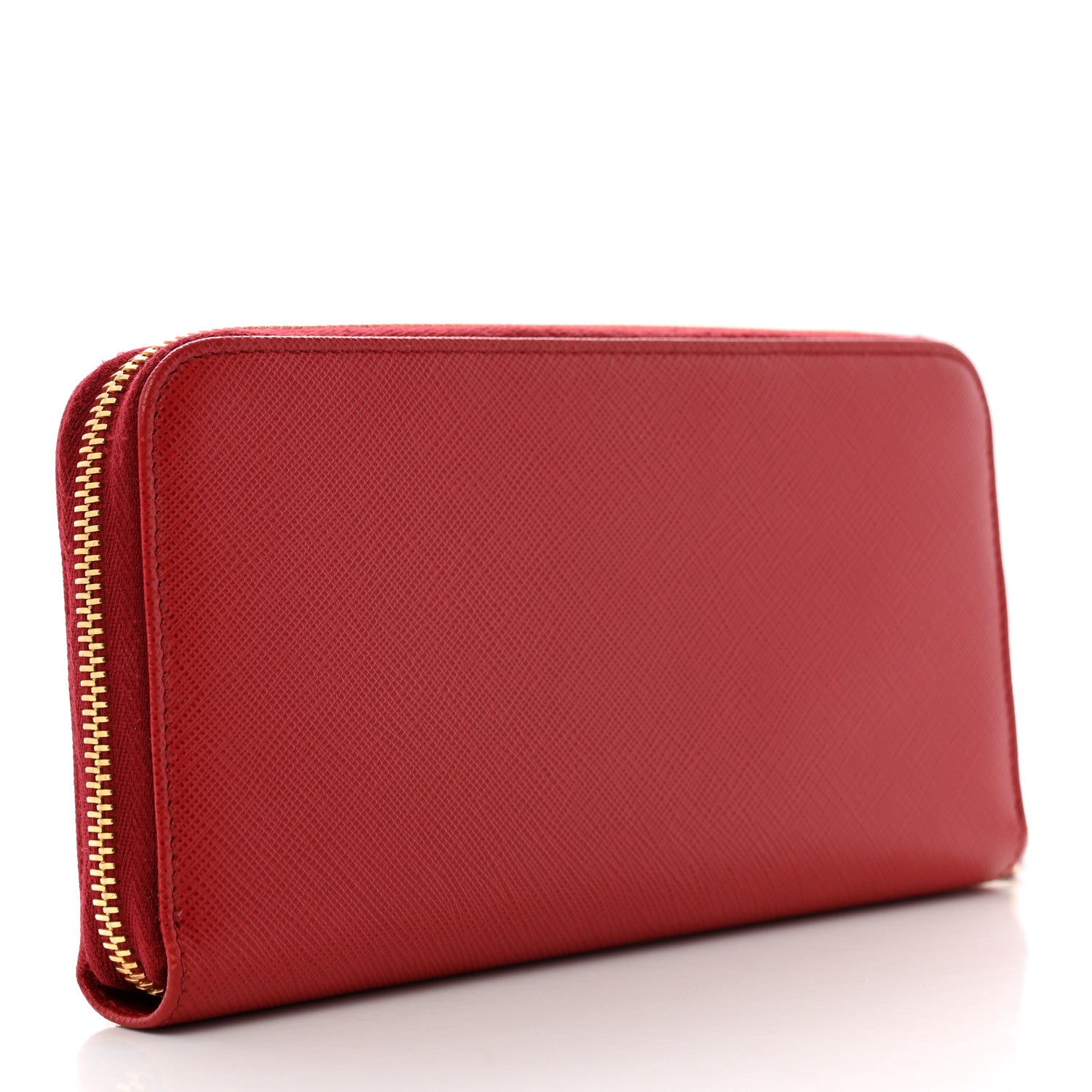 Prada Saffiano Metal Zip Around Wallet Fuoco 3 of 8