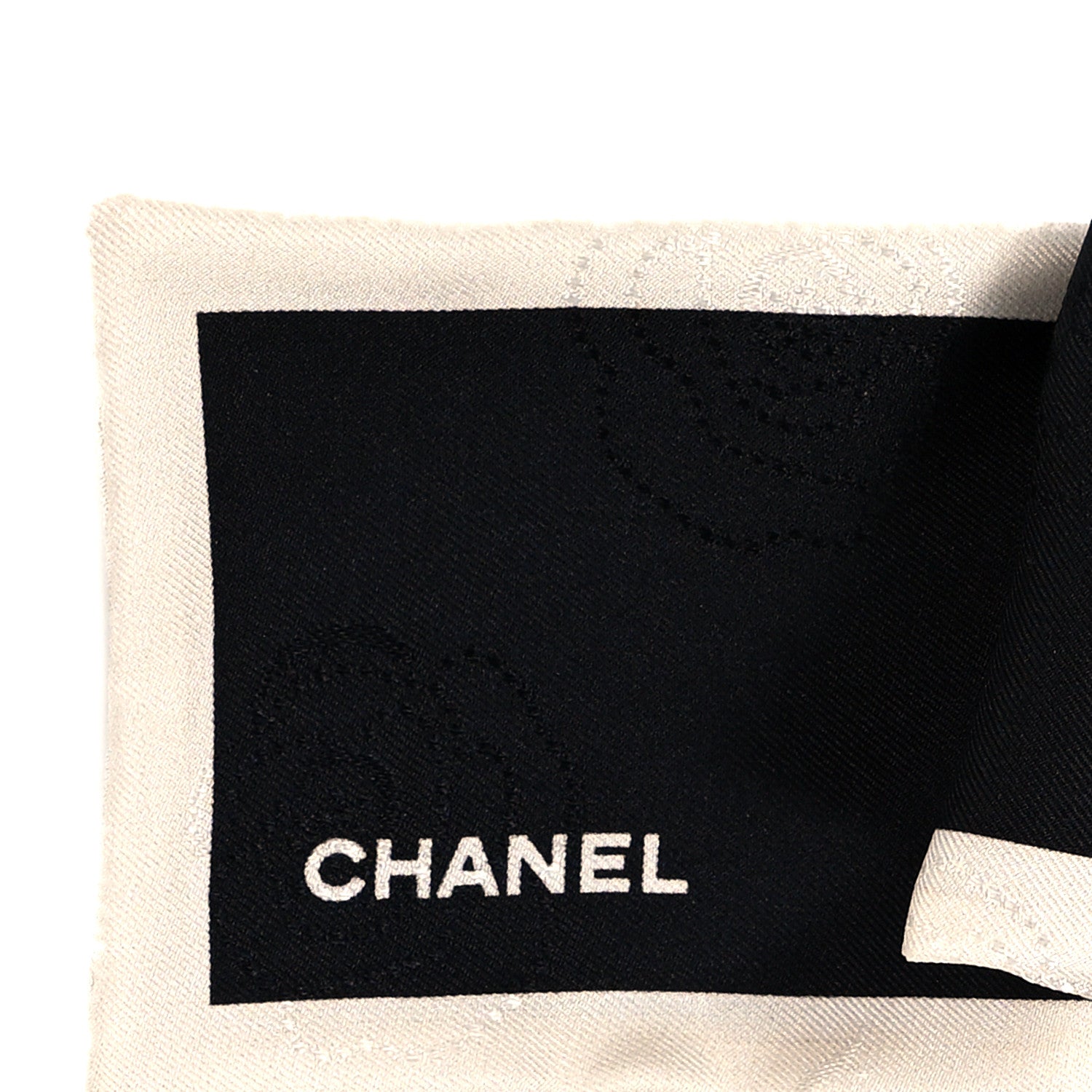 Chanel Silk Hair Tie Black Ivory 3 of 3