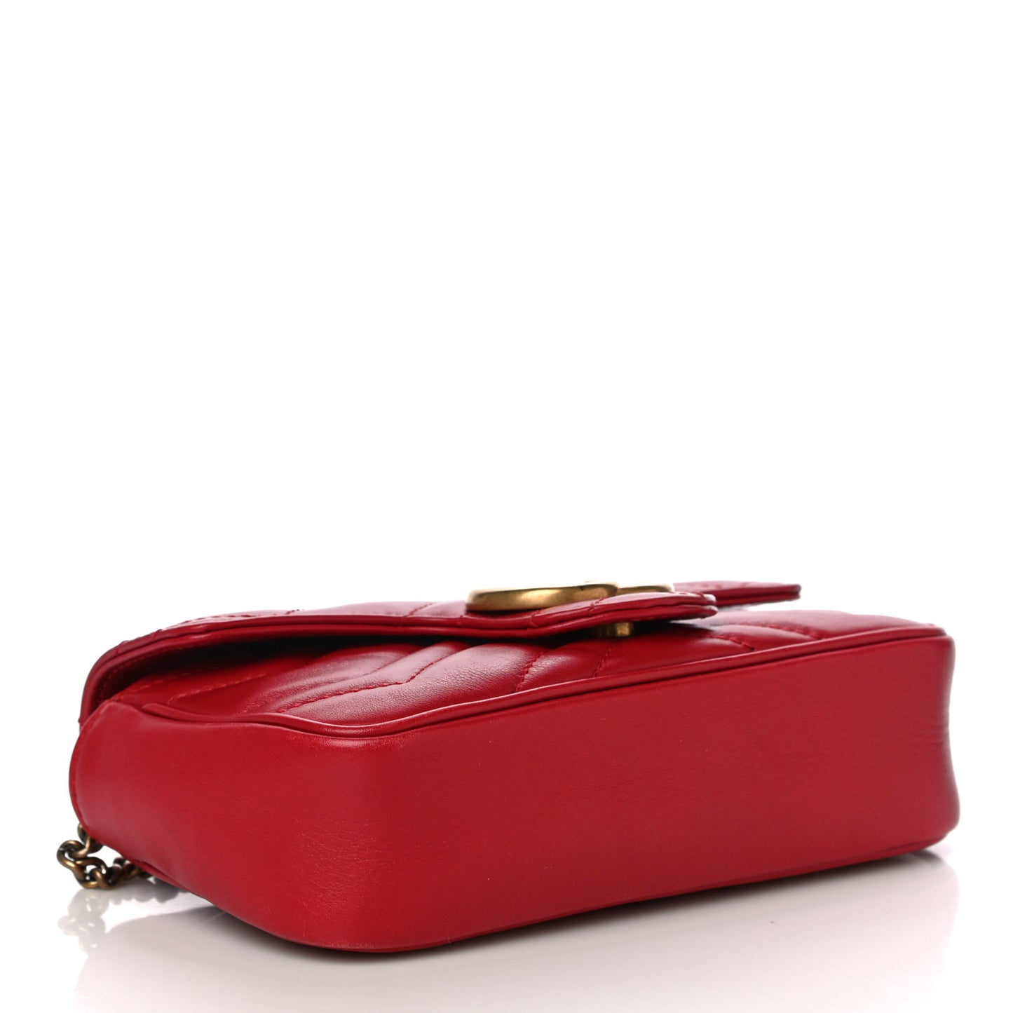 Calfskin Matelasse Super Mini GG Marmont Shoulder Bag Hibiscus Red