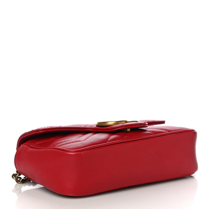 Gucci Calfskin Matelasse Super Mini GG Marmont Shoulder Bag Hibiscus Red 4 of 16