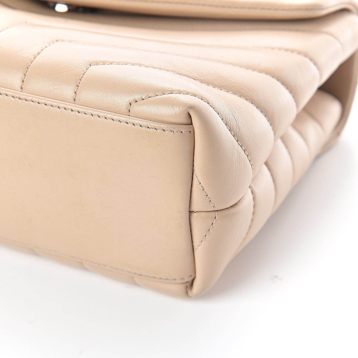 Calfskin Y Quilted Monogram Small Loulou Chain Satchel Nude Powder