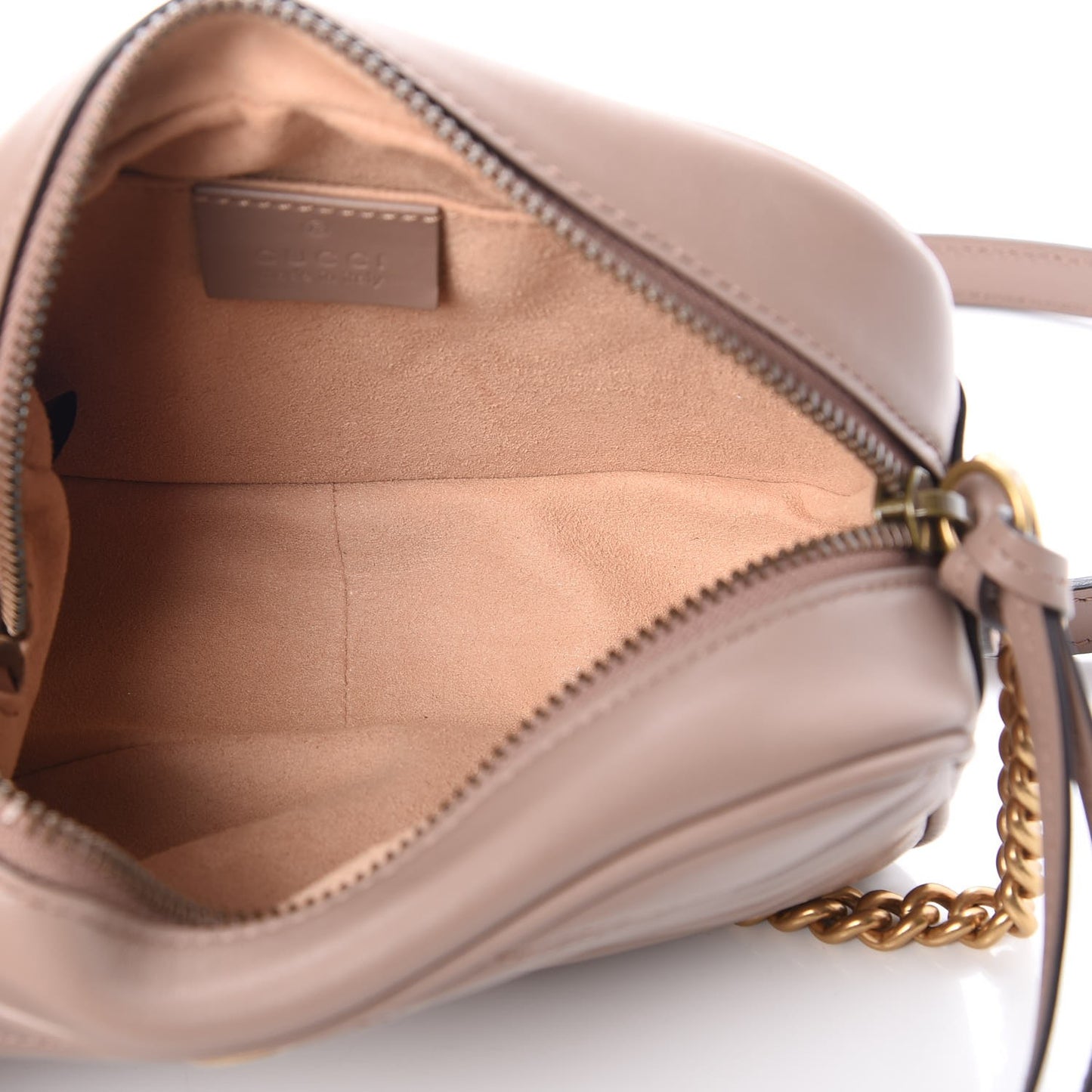 Calfskin Matelasse Mini GG Marmont Chain Shoulder Bag Nude
