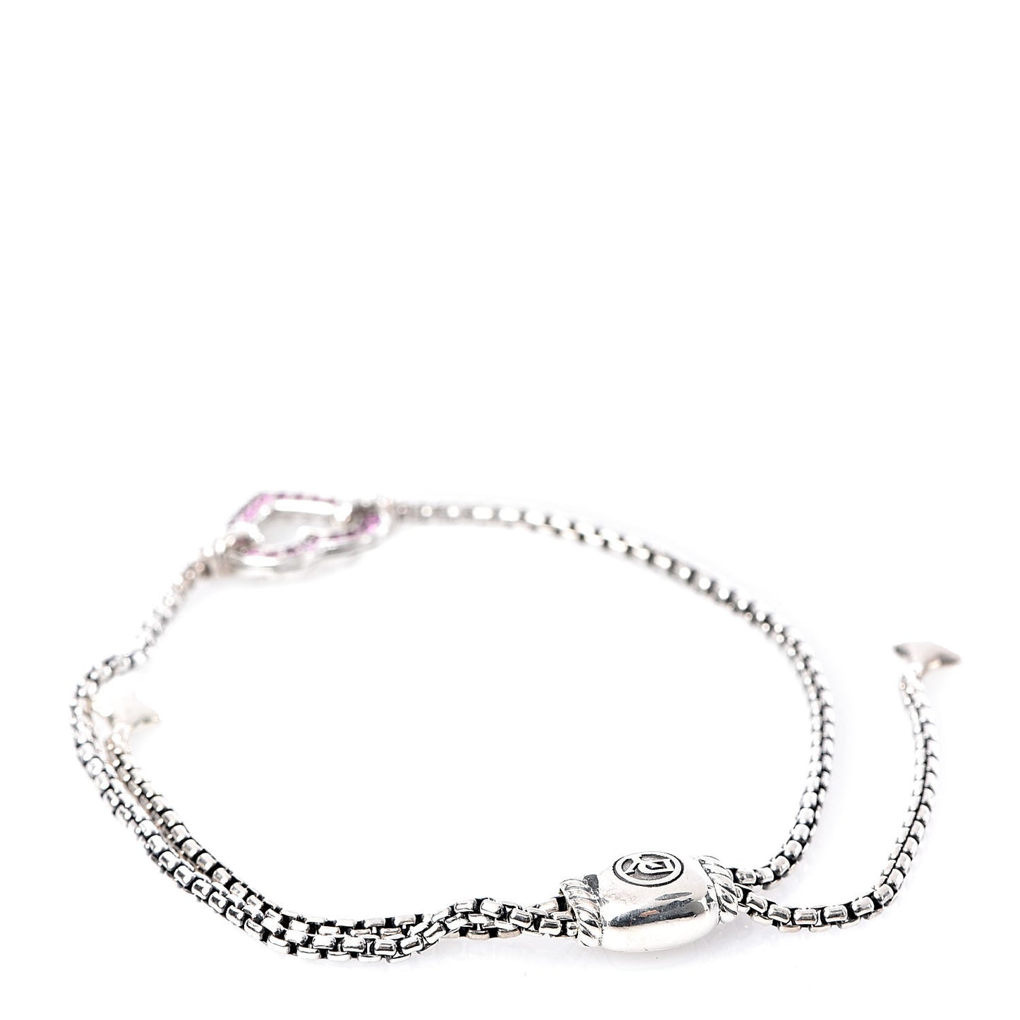 Sterling Silver Pink Sapphire Valentine Hearts Station Bracelet