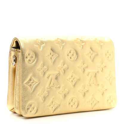 Louis Vuitton Metallic Lambskin Embossed Monogram Pochette Coussin Gold 3 of 7