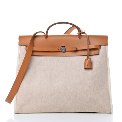 Hermes Toile Vache Calfskin Herbag 39 MM Natural 1 of 12