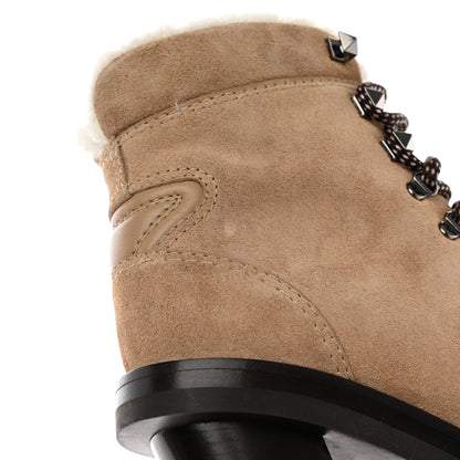 Valentino Garavani Suede Shearling Lace-Up Ankle Boots 36.5 Beige 14 of 14