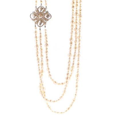 Chanel Graduated Pearl Crystal CC Multi Strand Necklace Gold 1 of 10